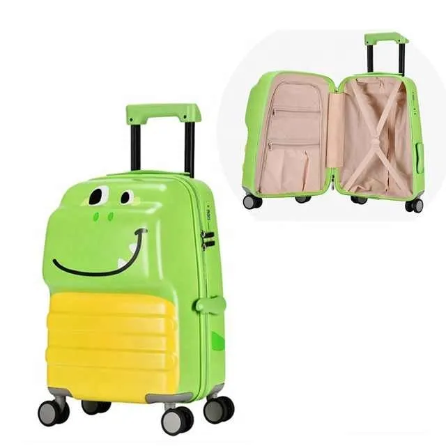 3D Cute Animal Printed Kids Travel Luggage – Pink Children’s Suitcase with Spinner Wheels