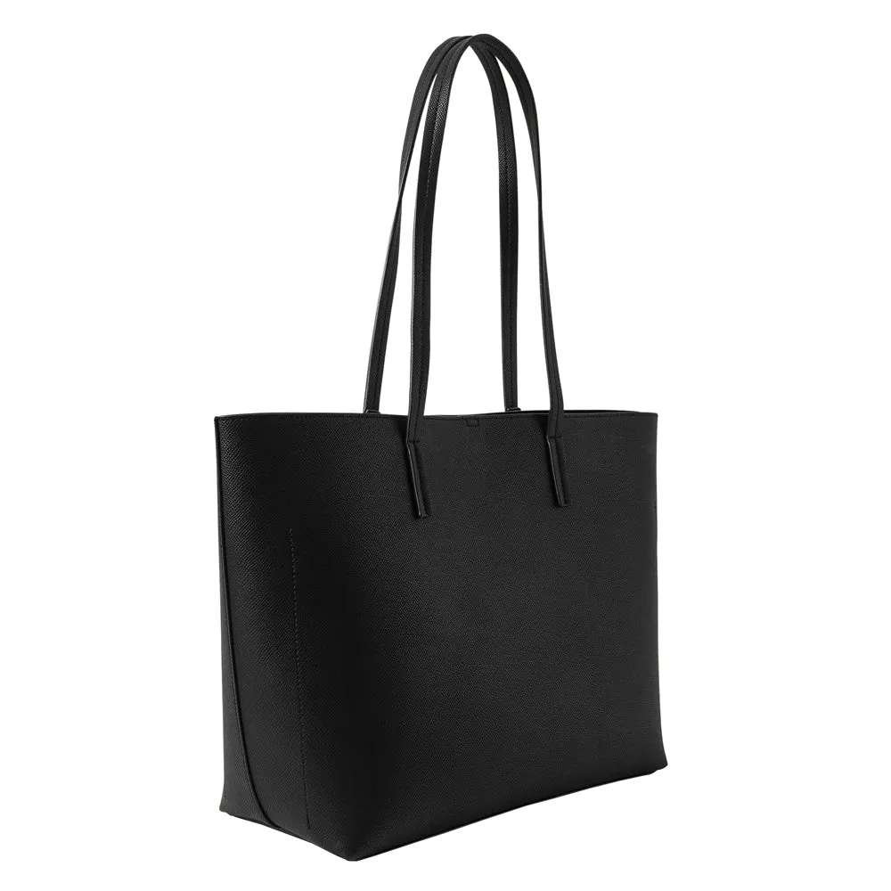 Accessorize London Women's Faux Leather Black Classic Ali tote with inside compartment