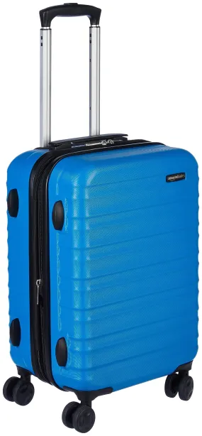 Amazon Basics Suitcase, Hardside Luggage with Spinner Wheels, Scratch-Resistant Surface, Light Blue, 21-Inch