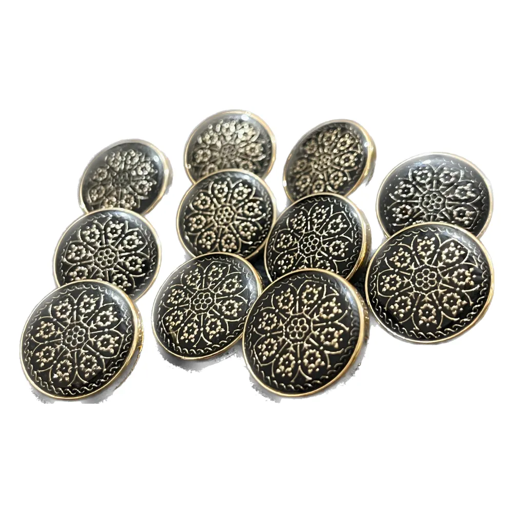 Black & Golden Circular Designer Metal Buttons