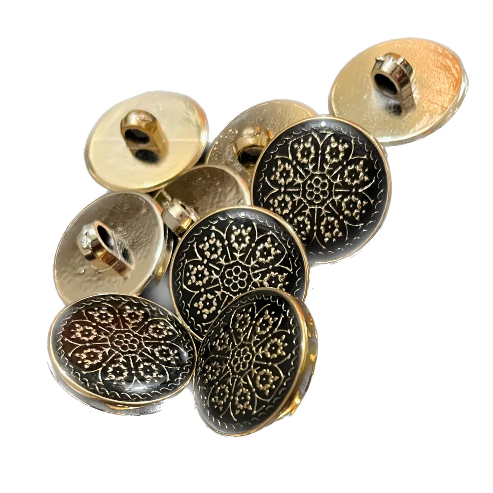 Black & Golden Circular Designer Metal Buttons