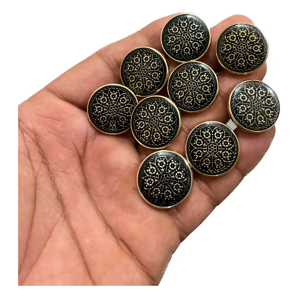 Black & Golden Circular Designer Metal Buttons