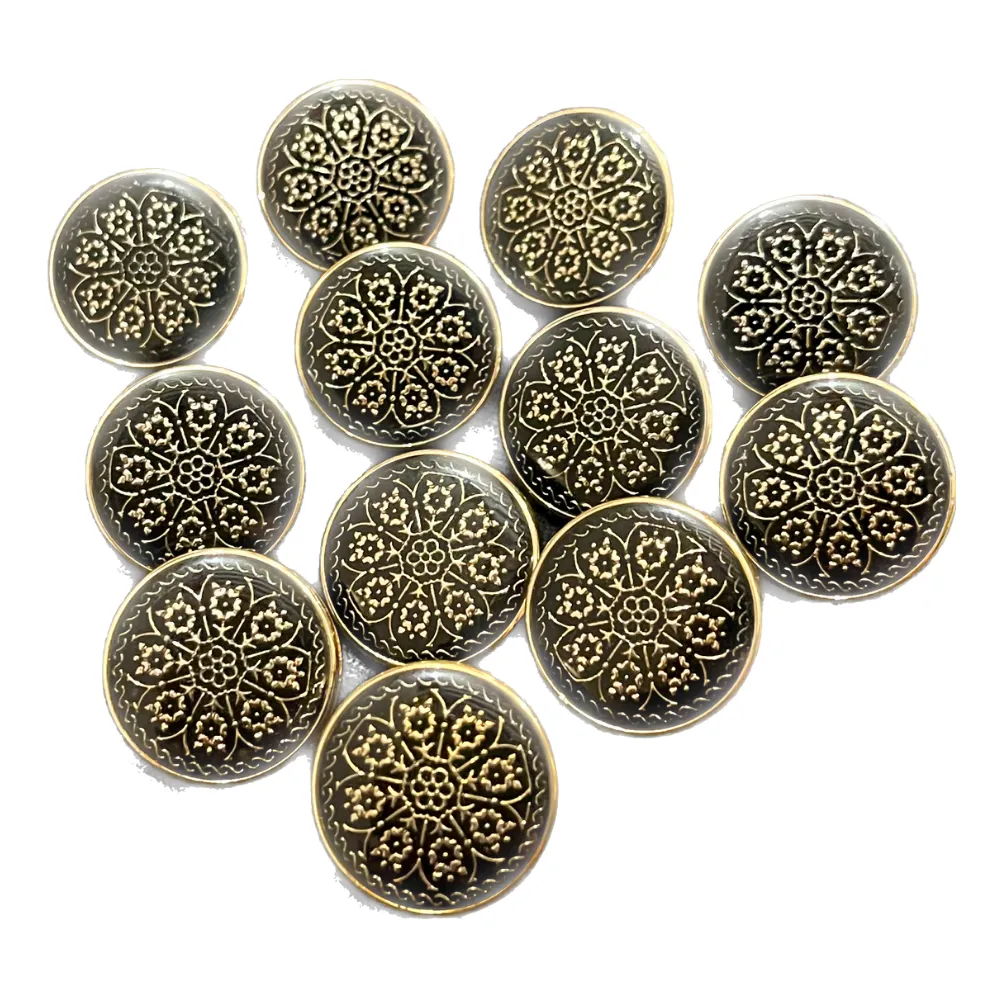 Black & Golden Circular Designer Metal Buttons