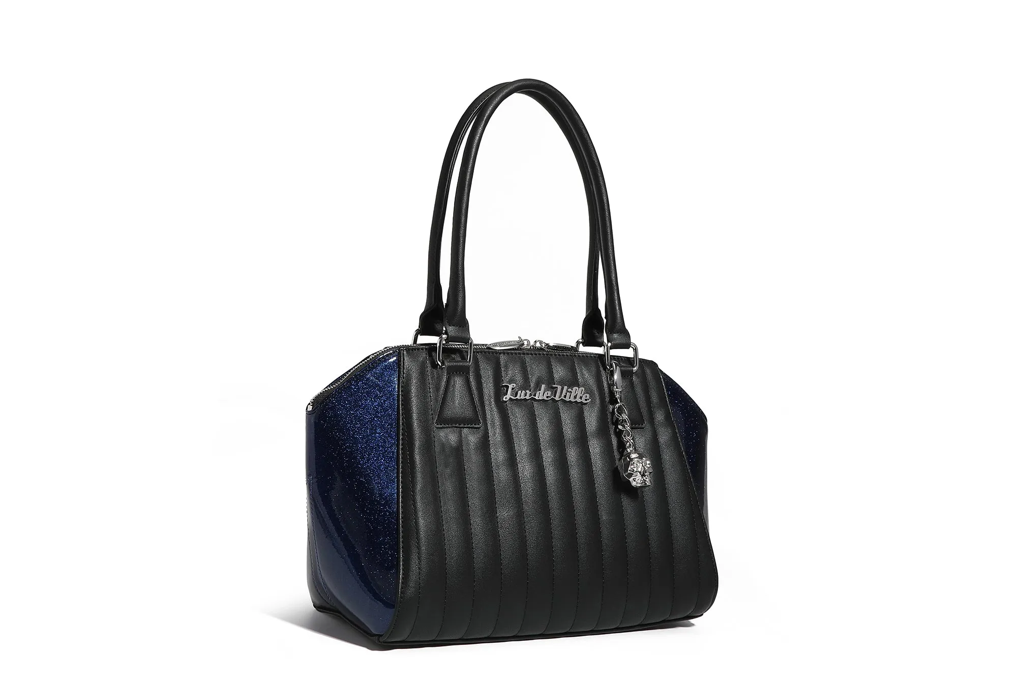 Black and Royal Blue Sparkle Stella Tote