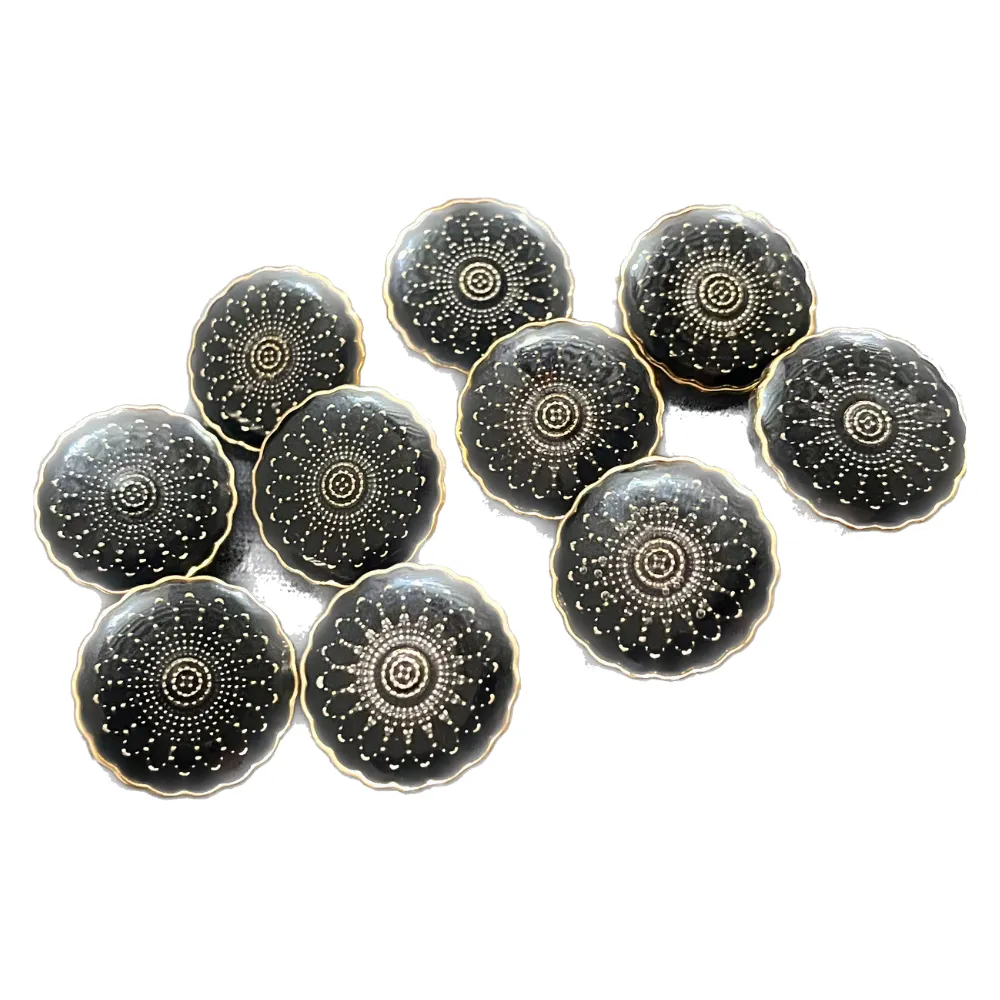 Black Circular Designer Metal Buttons