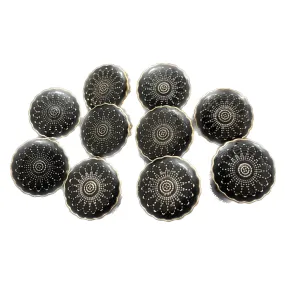 Black Circular Designer Metal Buttons