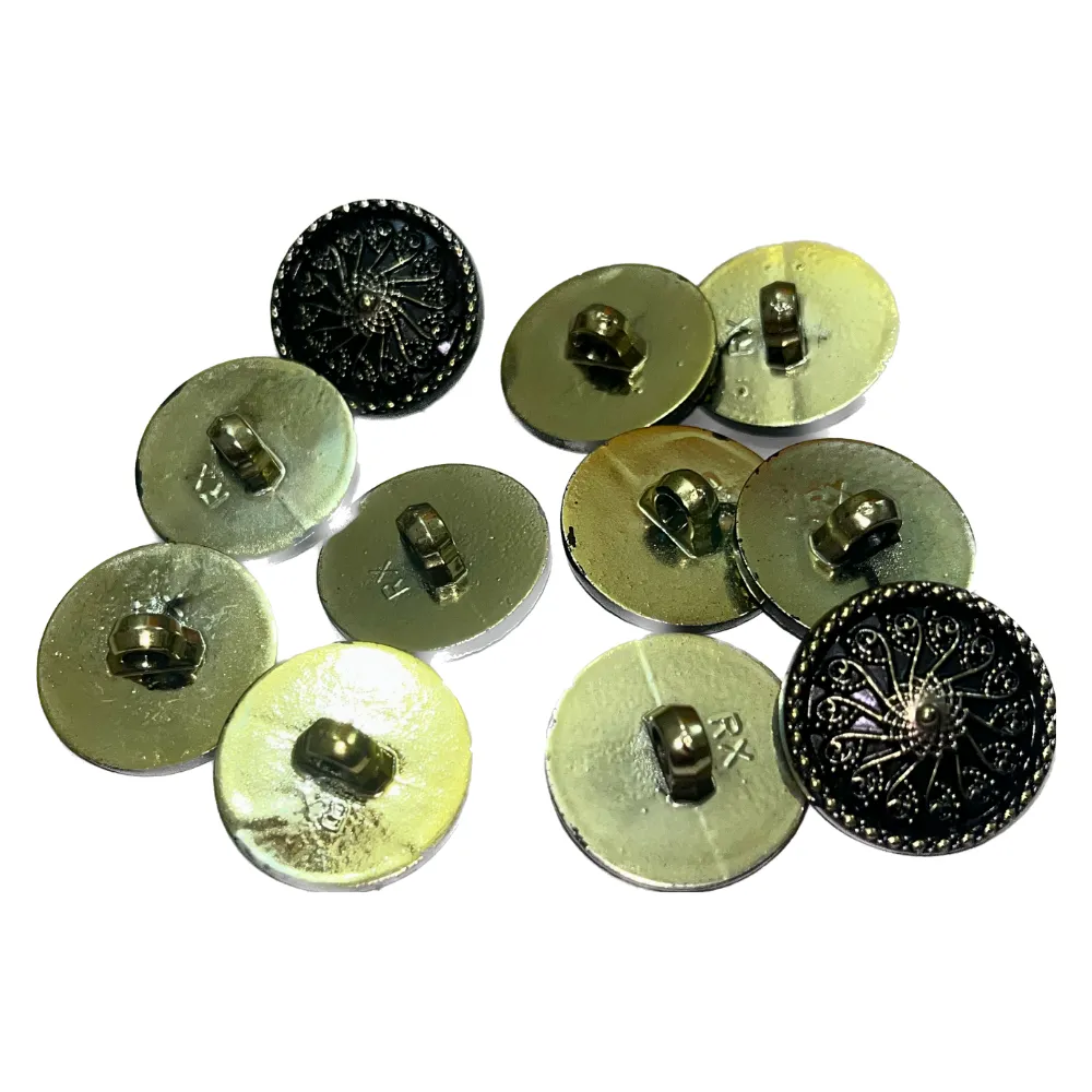 Black Circular Plastic Buttons With Golden Design