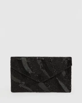 Black Tanya Beaded Clutch Bag