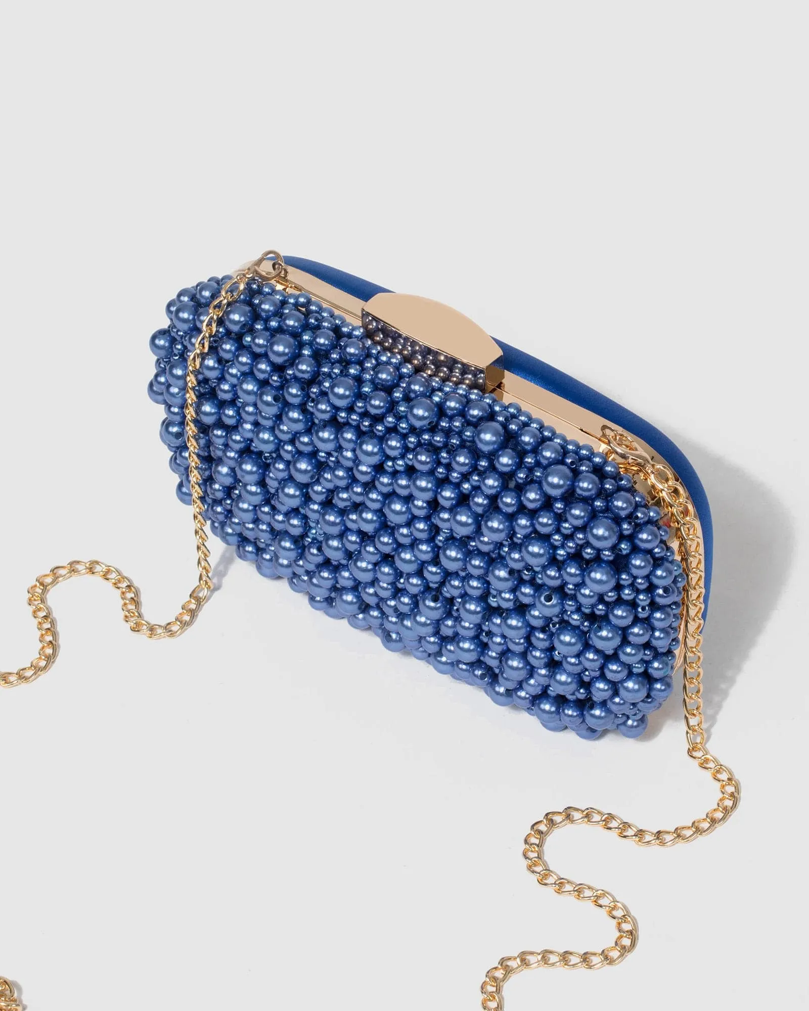 Blue Alina Beaded Clutch Bag