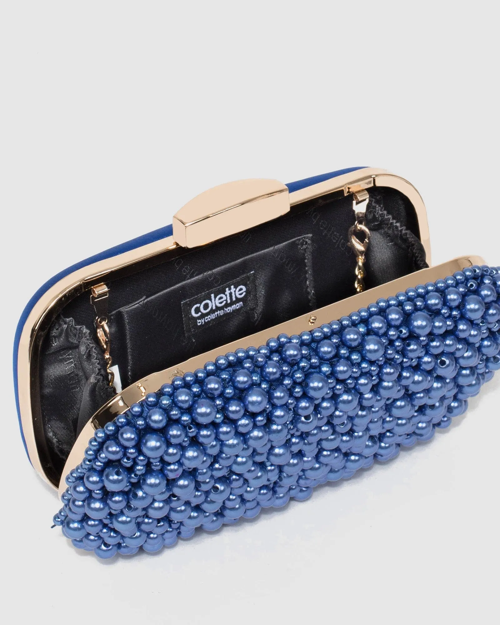 Blue Alina Beaded Clutch Bag