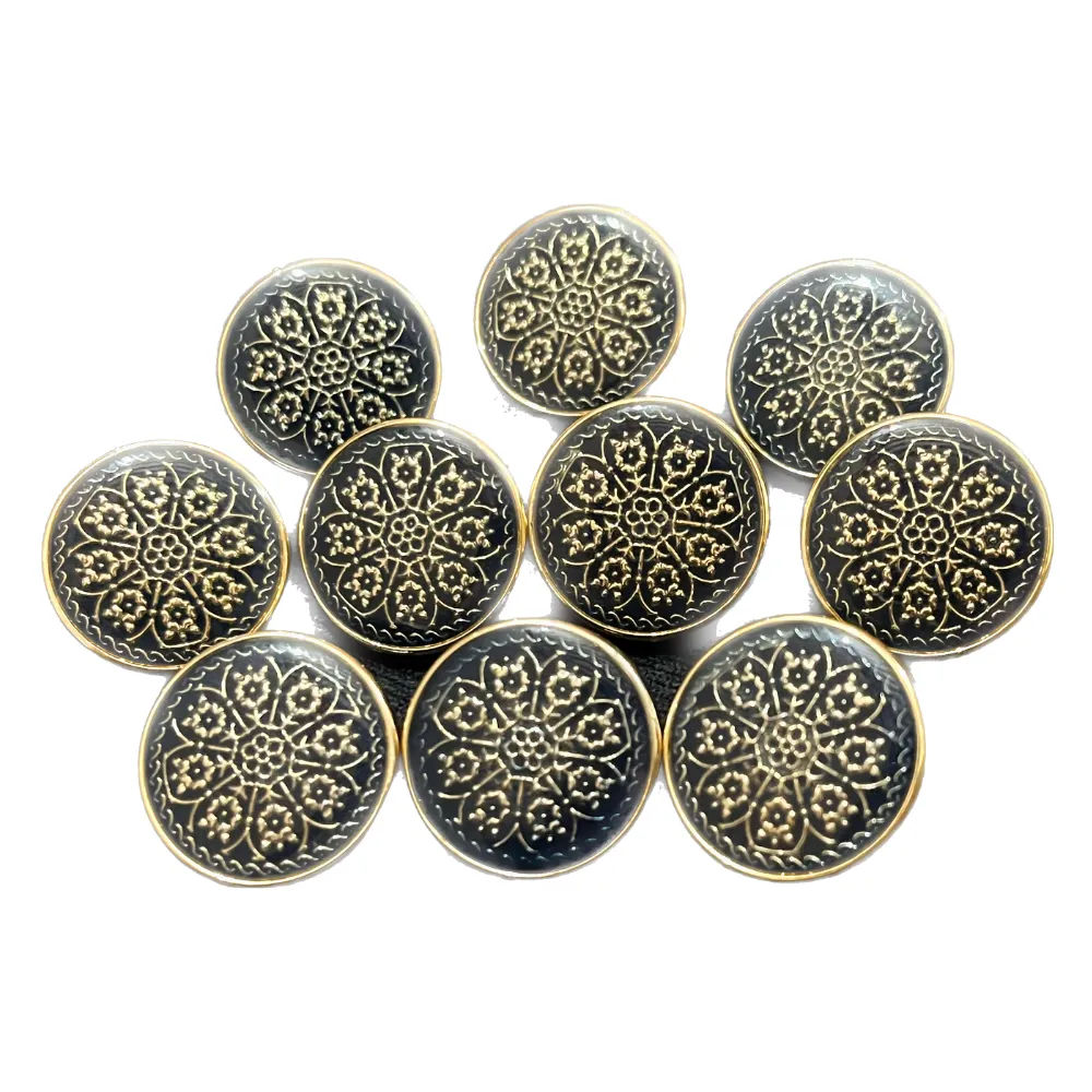 Blue & Golden Circular Designer Plastic Buttons