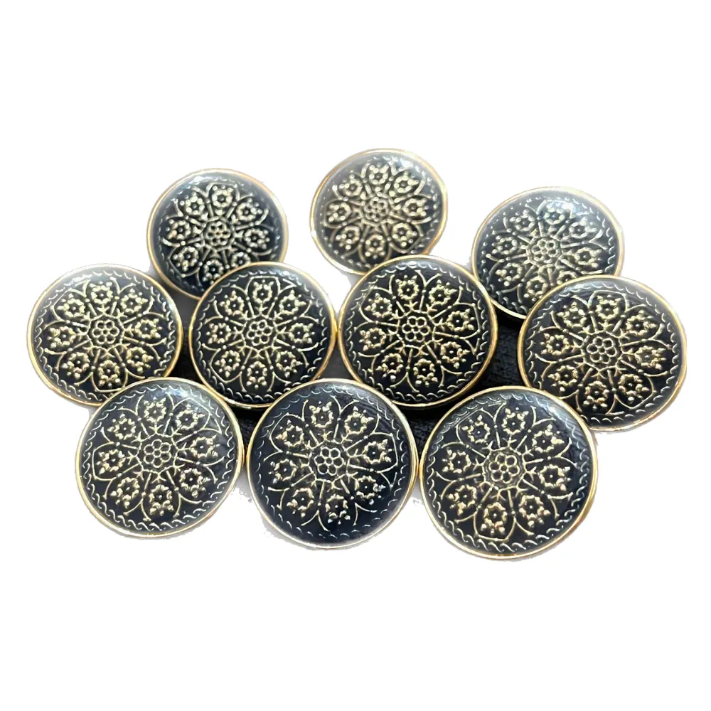 Blue & Golden Circular Designer Plastic Buttons