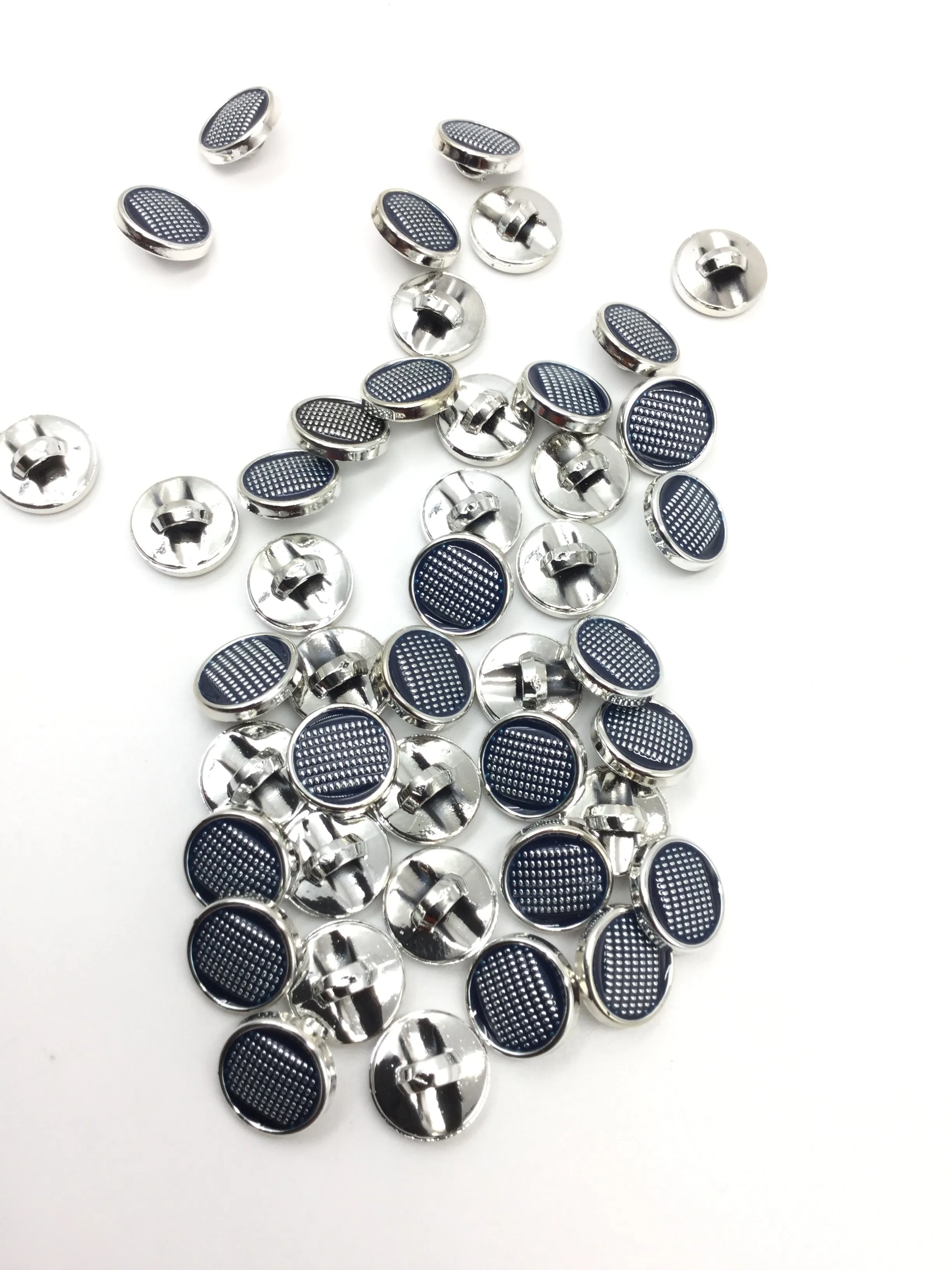 Blue & Silver Circular Plastic Buttons