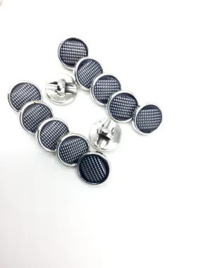 Blue & Silver Circular Plastic Buttons