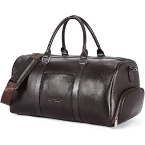 BOSTANTEN Genuine Leather Travel Weekender Overnight Duffel Bag Gym Sports Luggage Tote Duffle Bags for Men