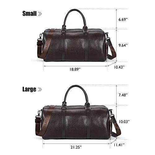 BOSTANTEN Genuine Leather Travel Weekender Overnight Duffel Bag Gym Sports Luggage Tote Duffle Bags for Men