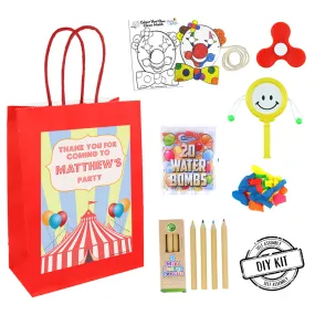 Circus Clown Themed Personalised Party Bag - With Contents - Pack of 4