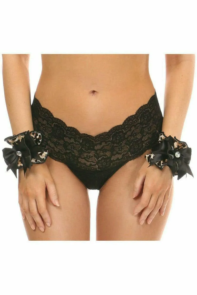 Daisy Corsets Kitten Collection Leopard Velvet Wristlets (Set of 2)