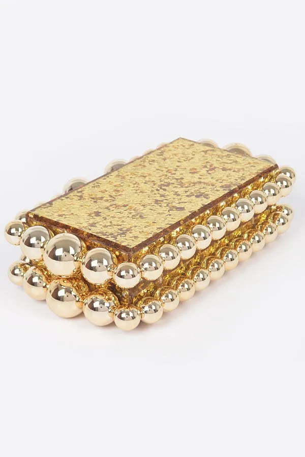 Exclusive Style Gold Glitter Acrylic Box Clutch