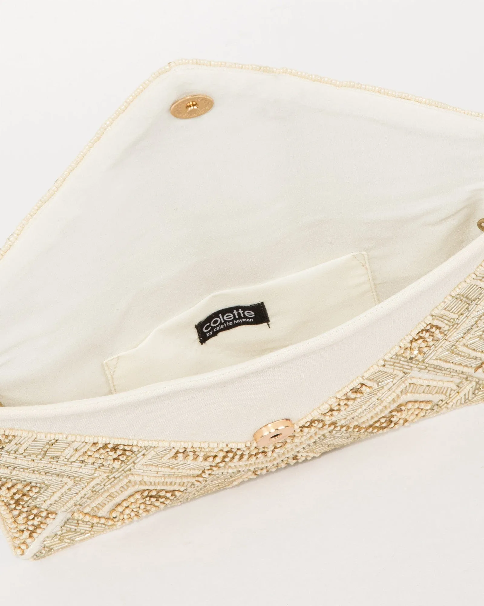 Gold Geo Beaded Clutch Bag