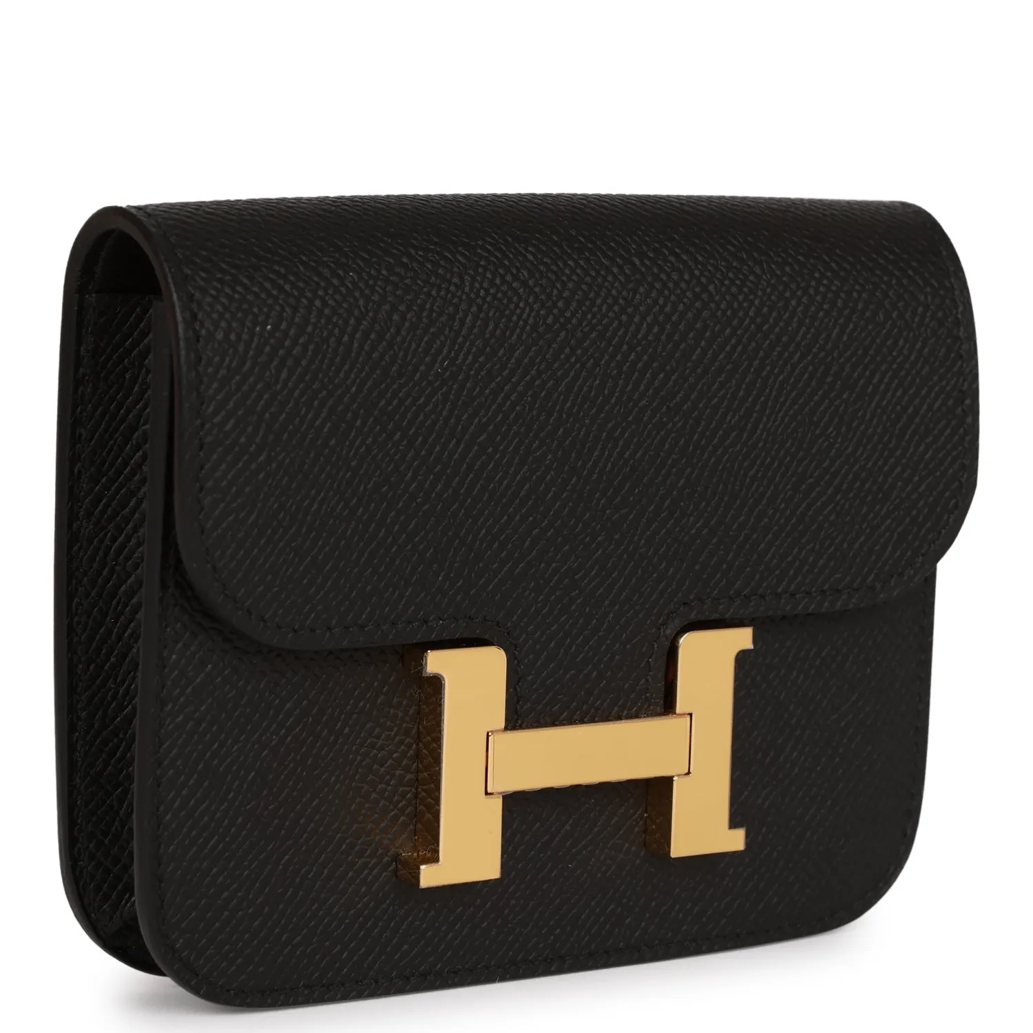 Hermes Constance Slim Wallet Black Epsom Gold Hardware