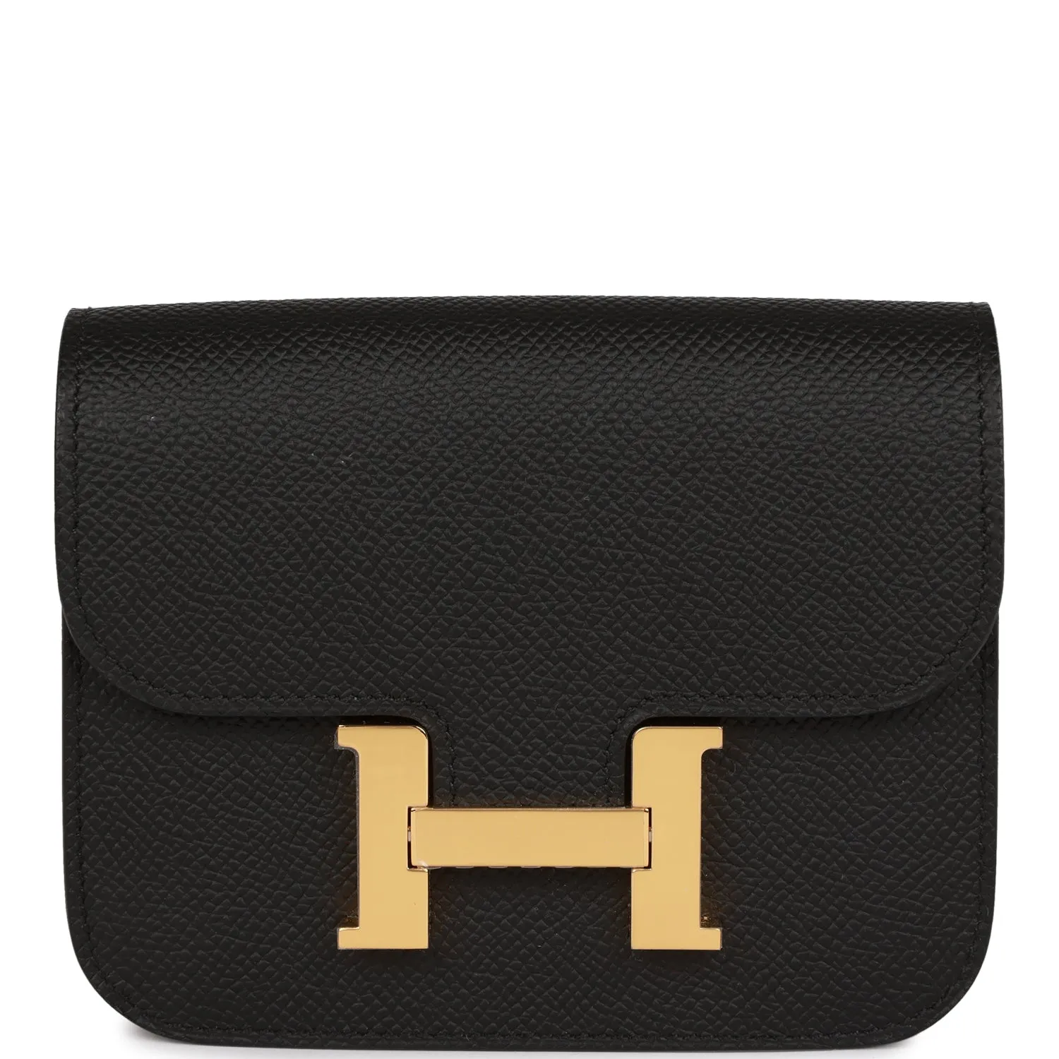 Hermes Constance Slim Wallet Black Epsom Gold Hardware