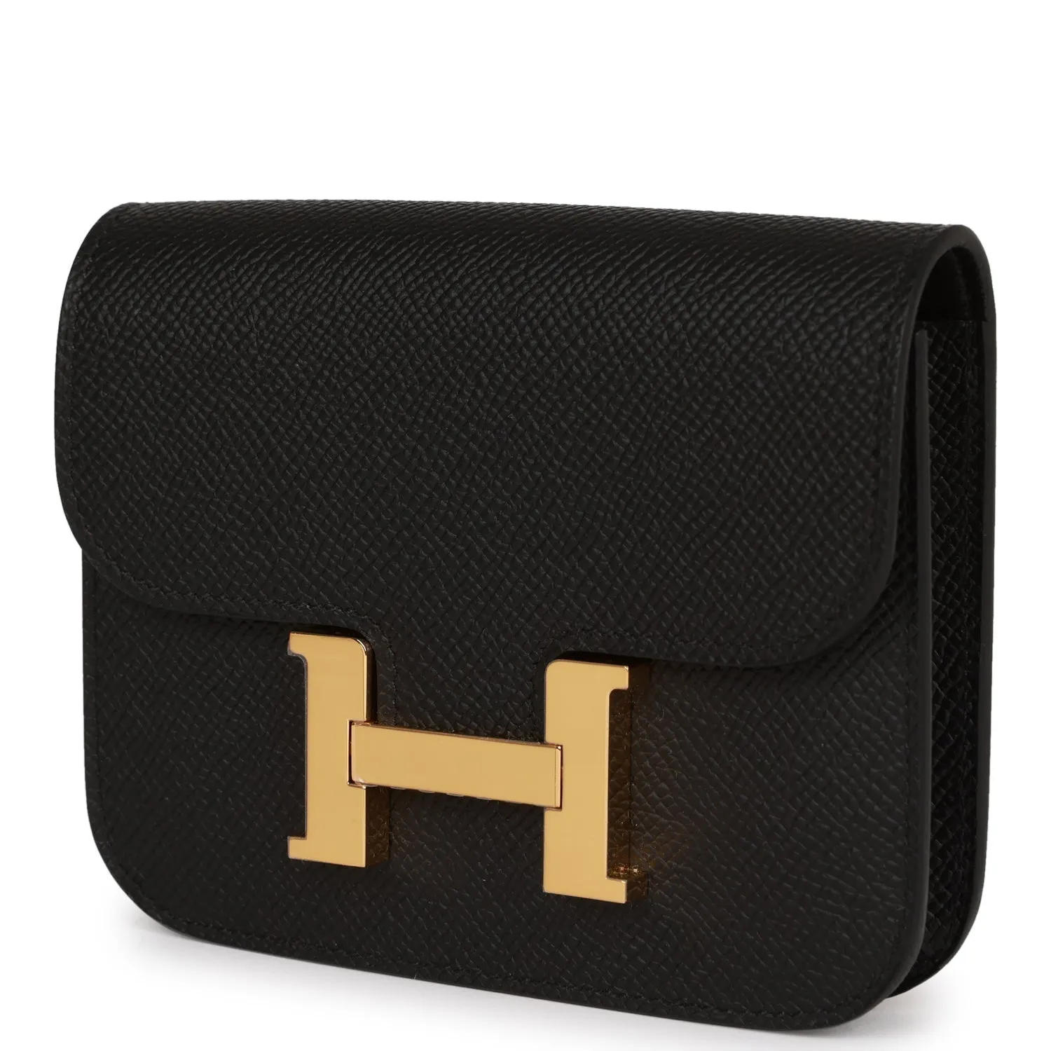 Hermes Constance Slim Wallet Black Epsom Gold Hardware