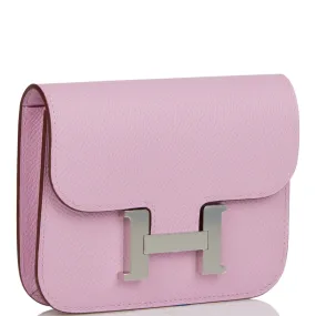 Hermes Constance Slim Wallet Mauve Sylvestre Epsom Palladium Hardware