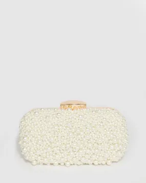 Ivory Alina Beaded Clutch Bag