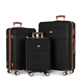 Jetset 3pc Suitcase Set in Black & Brown