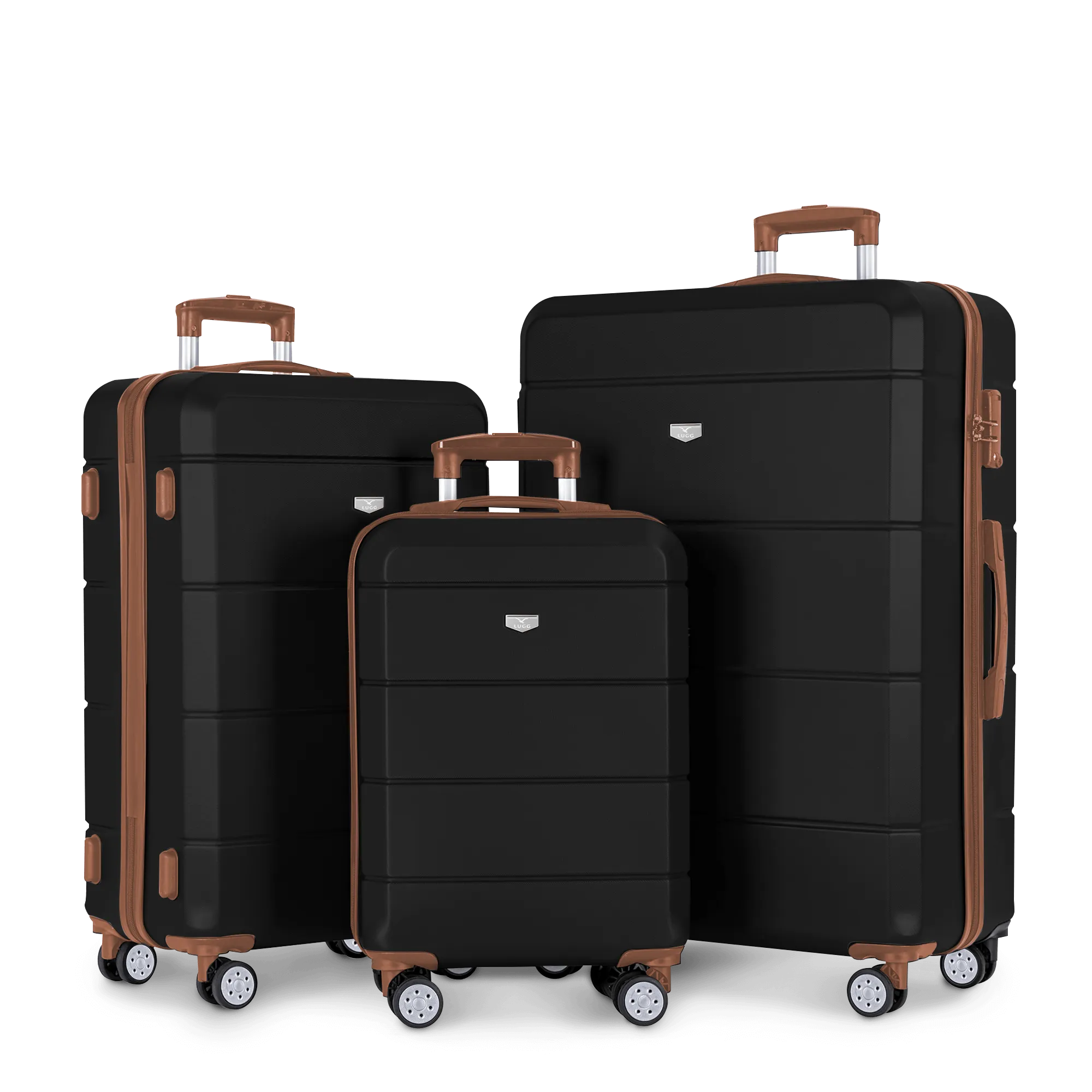 Jetset 3pc Suitcase Set in Black & Brown