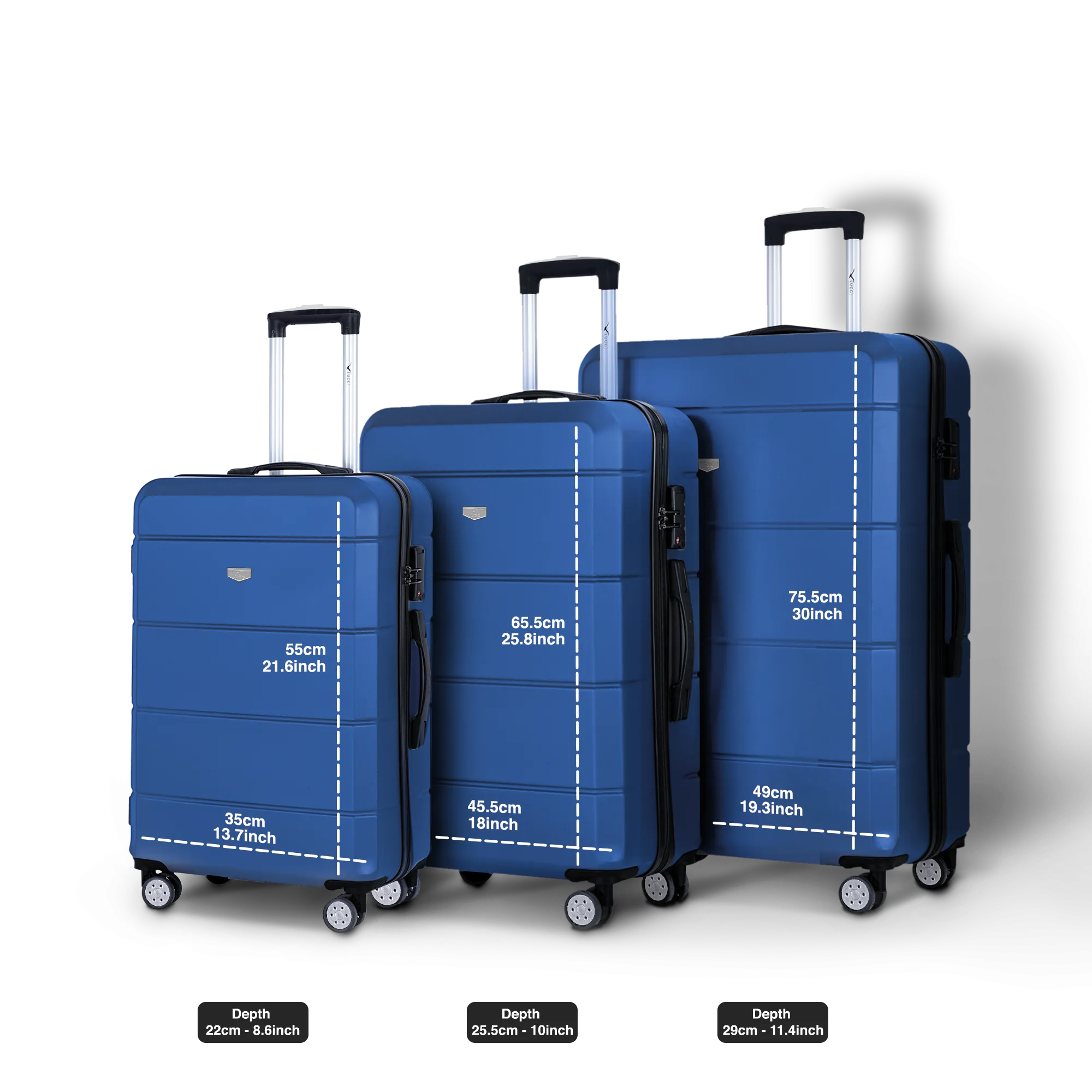 Jetset 3pc Suitcase Set in Blue