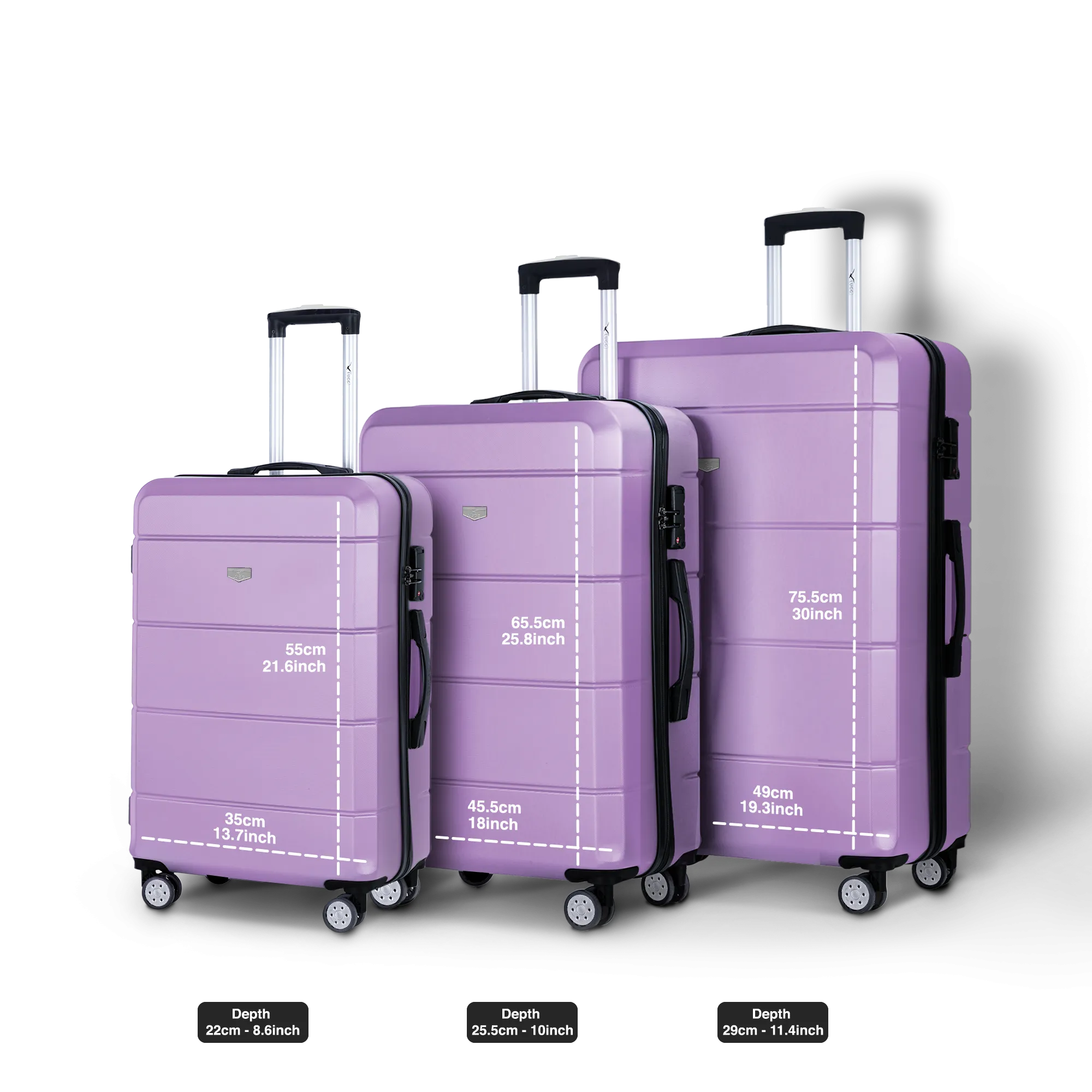 Jetset 3pc Suitcase Set in Lavender