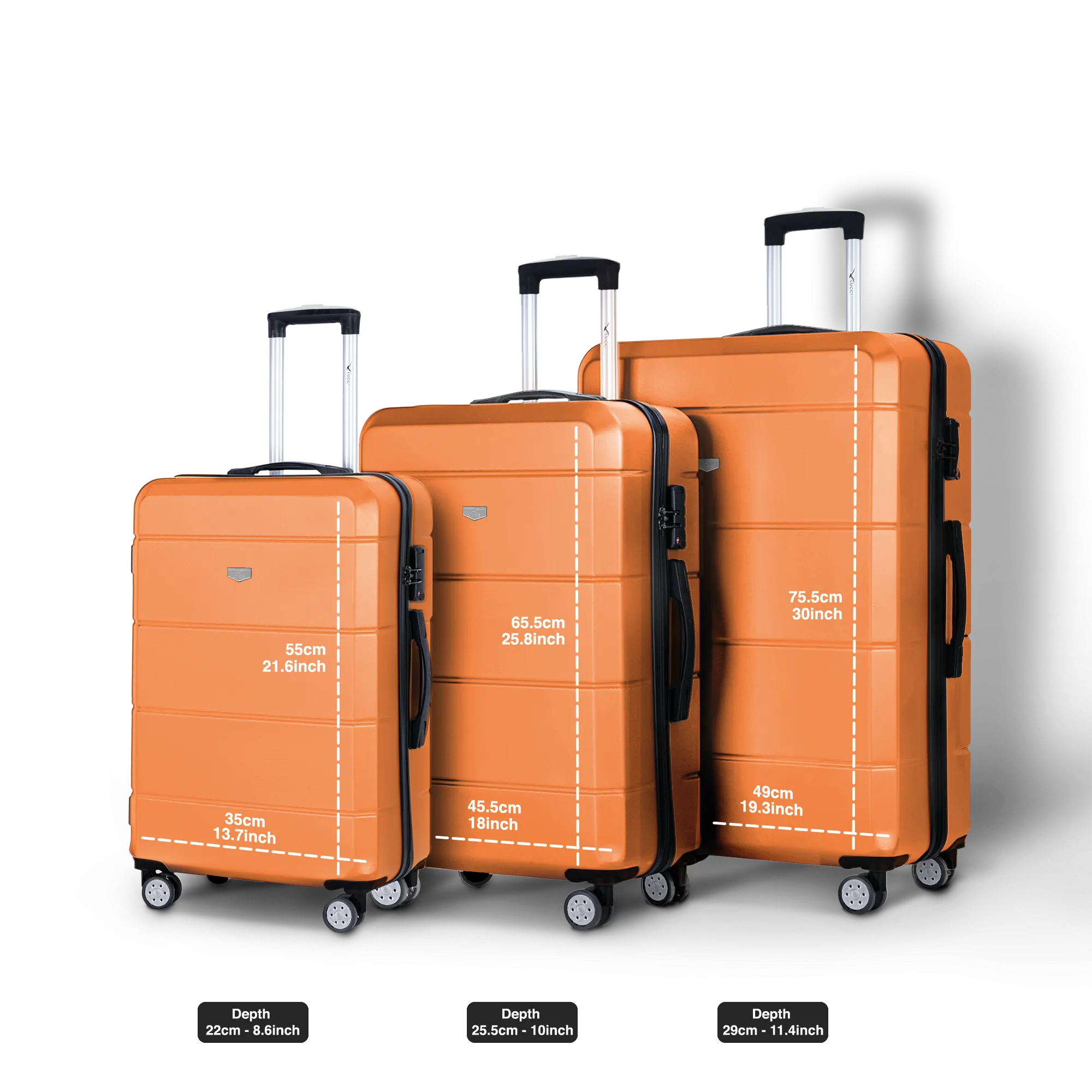 Jetset 3pc Suitcase Set in Orange