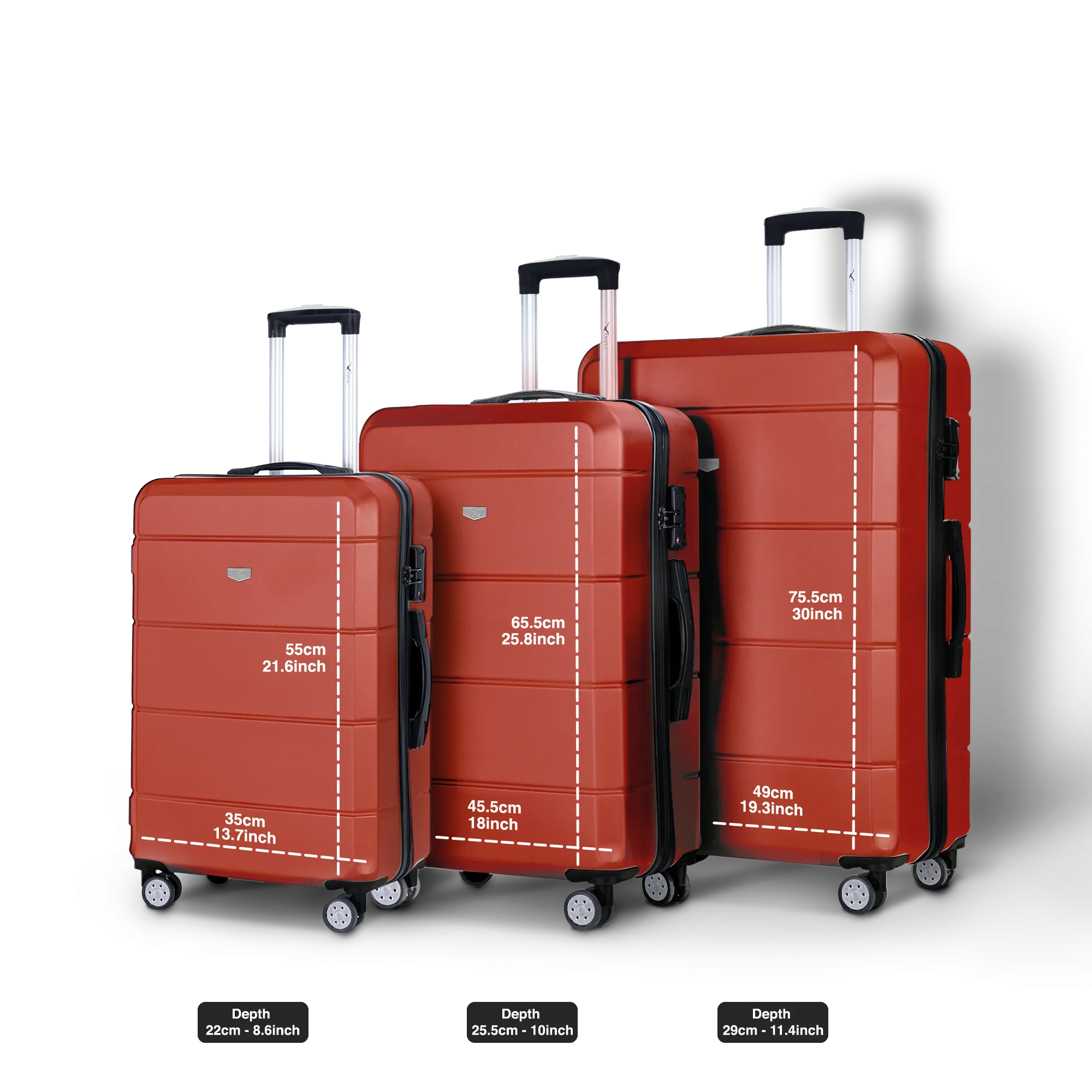 Jetset 3pc Suitcase Set in Red