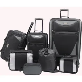 Jetstream 7 Piece Luggage Set - Black