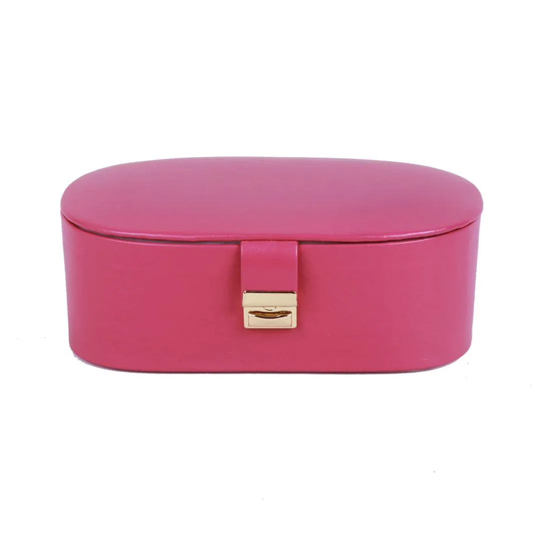 Jewellery Box III | Leather Jewellery Box | 100% Genuine Leather | Lifetime Service Warranty | Color: Pink & Red