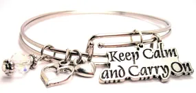 Keep Calm And Carry On Expandable Bangle Bracelet Set