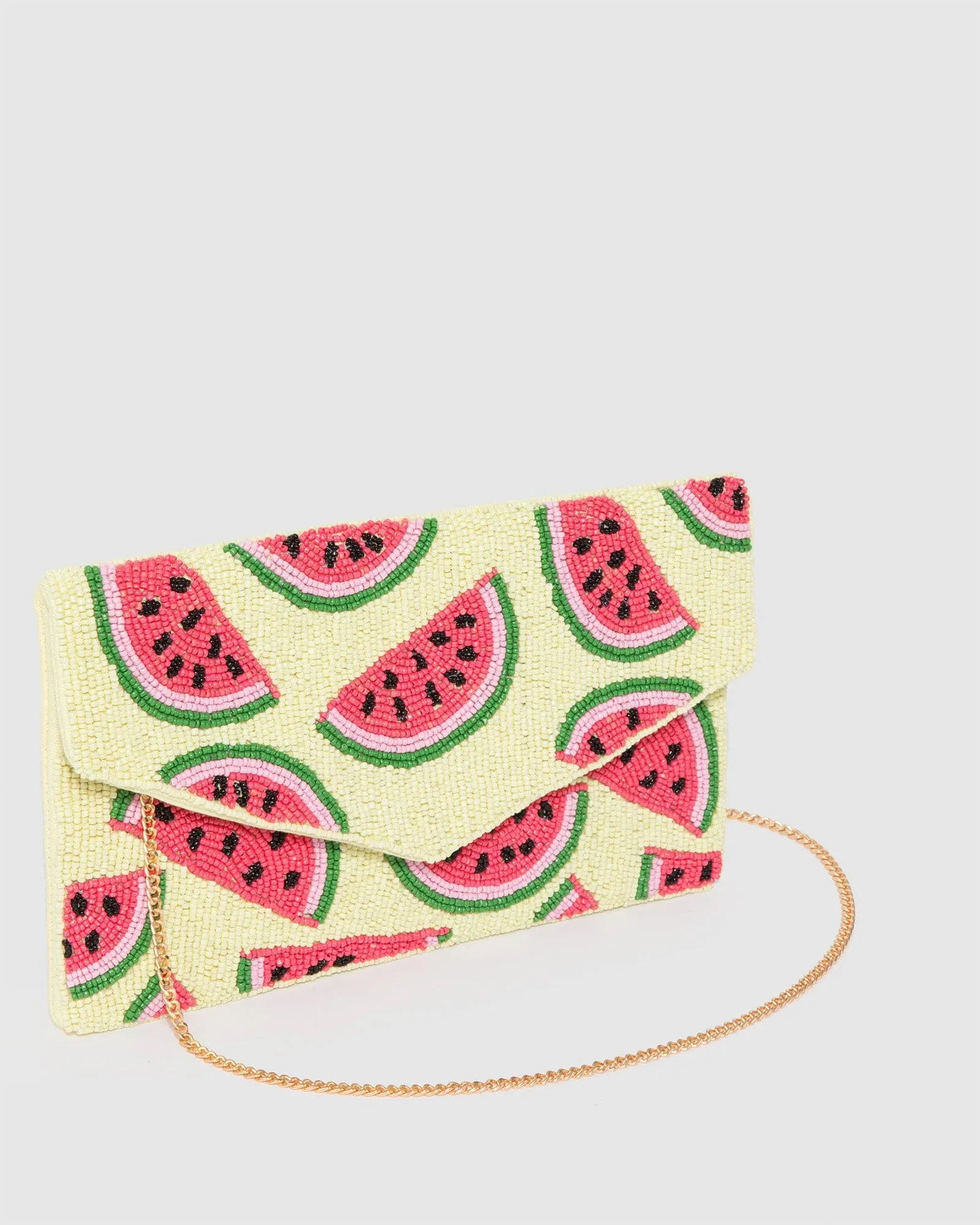 Multi Colour Watermelon Beaded Clutch Bag