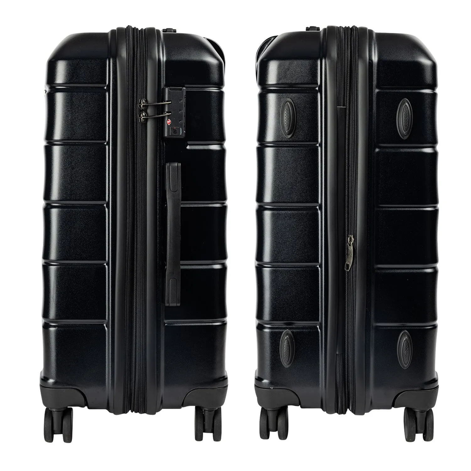 Olympus 3PC Artemis Luggage Set Hard Shell Suitcase ABS PC  Jet Black