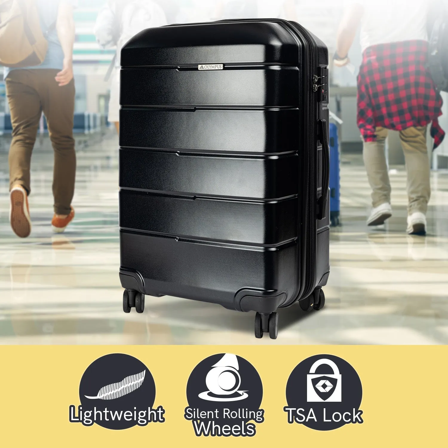 Olympus Artemis 24in Hard Shell Suitcase ABS PC  Jet Black