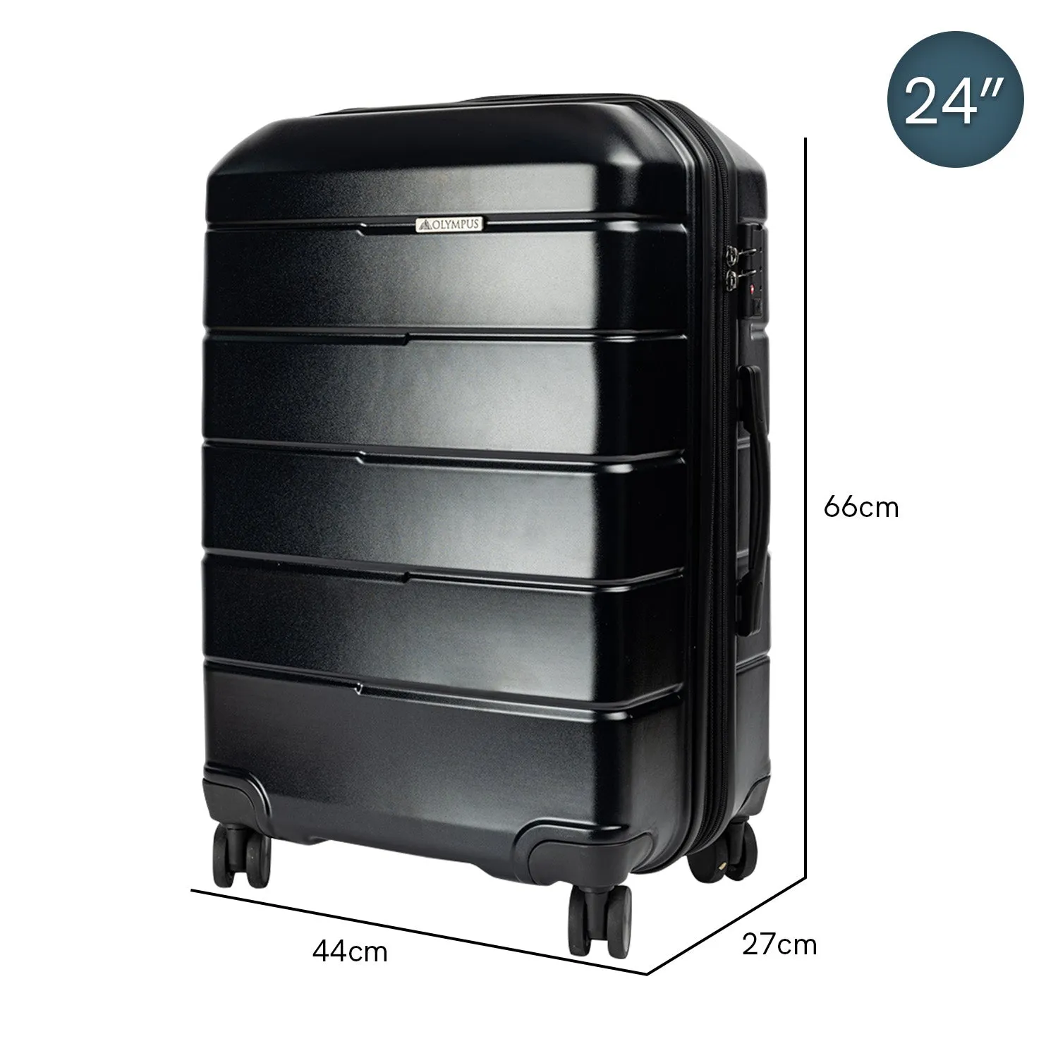 Olympus Artemis 24in Hard Shell Suitcase ABS PC  Jet Black