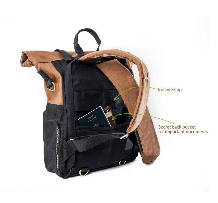 Pangolin Backpack - Sustainable Eco Canvas Hyper-Functional Rolltop Travel Backpack