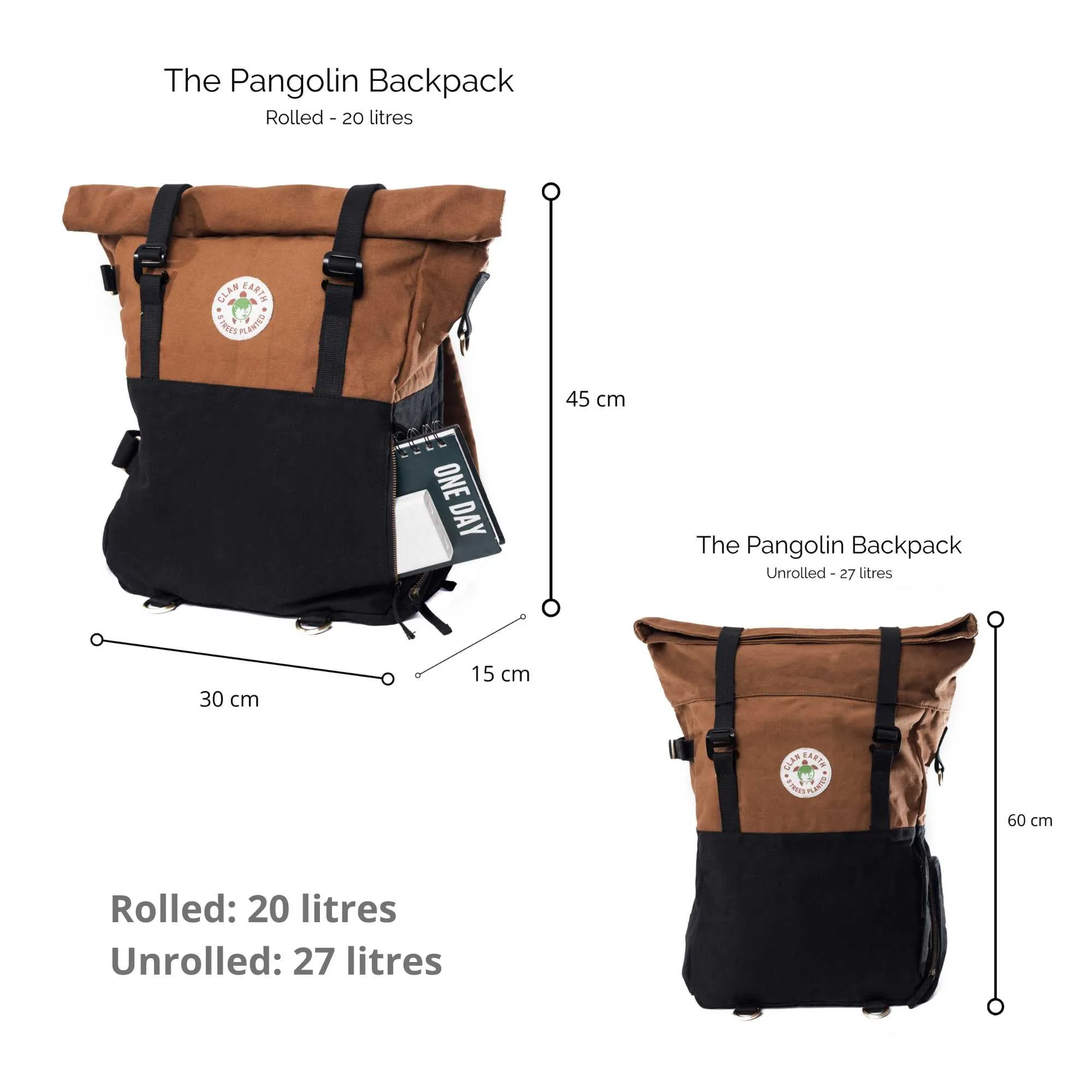 Pangolin Backpack - Sustainable Eco Canvas Hyper-Functional Rolltop Travel Backpack