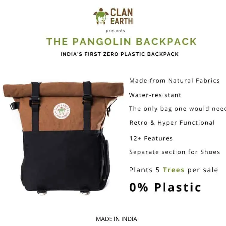 Pangolin Backpack - Sustainable Eco Canvas Hyper-Functional Rolltop Travel Backpack