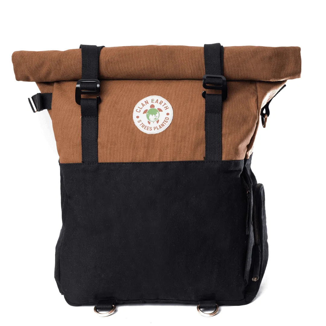 Pangolin Backpack - Sustainable Eco Canvas Hyper-Functional Rolltop Travel Backpack