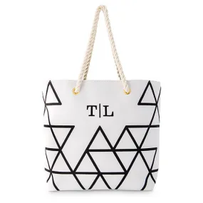 Personalized Black on White Geo Prism Tote Bag