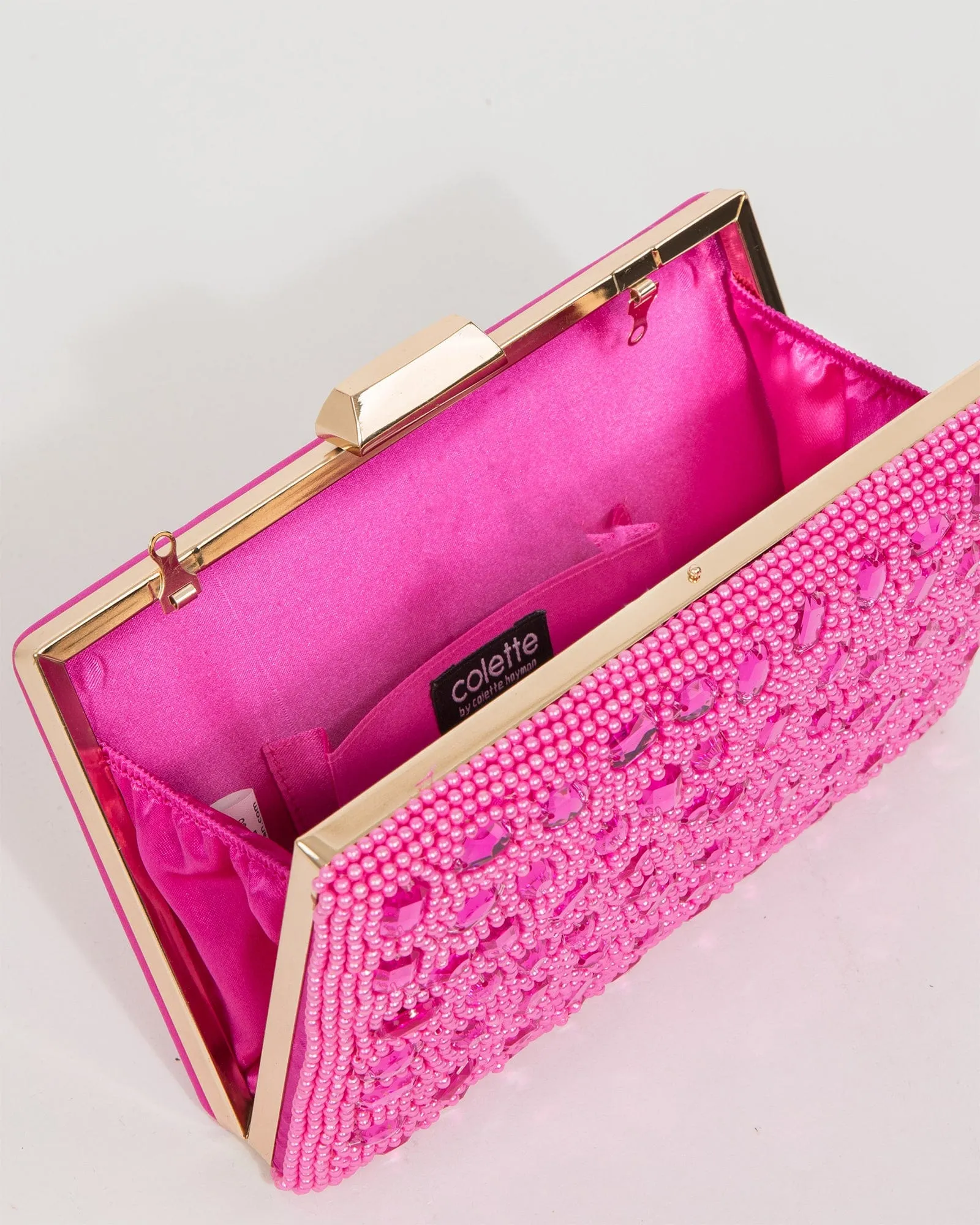 Pink Lienke Beaded Clutch Bag