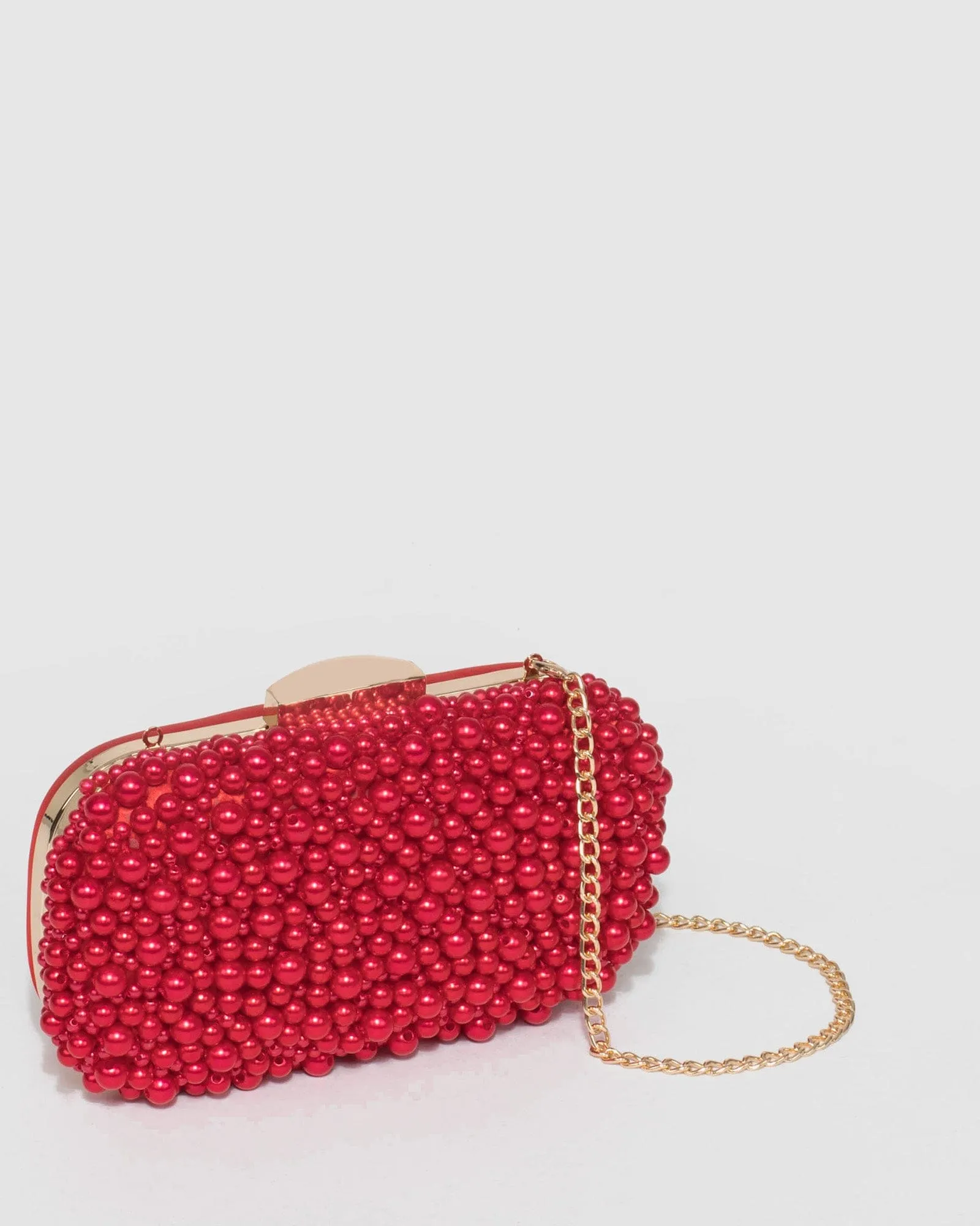 Red Alina Beaded Clutch Bag