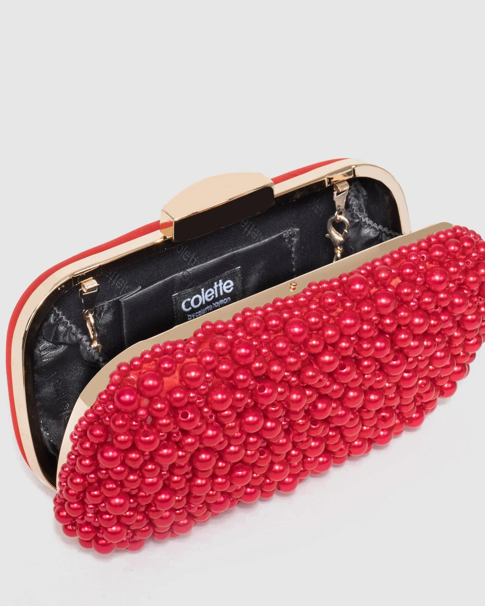 Red Alina Beaded Clutch Bag